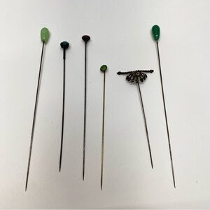 Victorian Hat Pins Collection of 6 Vintage Unique Designs and Colors Antique